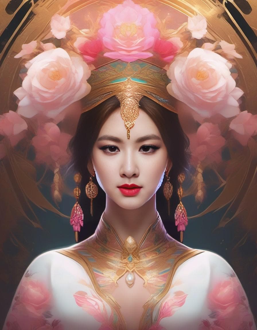 AI generated: (symmetry:1.1) (portrait of floral:1.05) a woman as a beautiful goddess, (assassins creed style:0.8)...