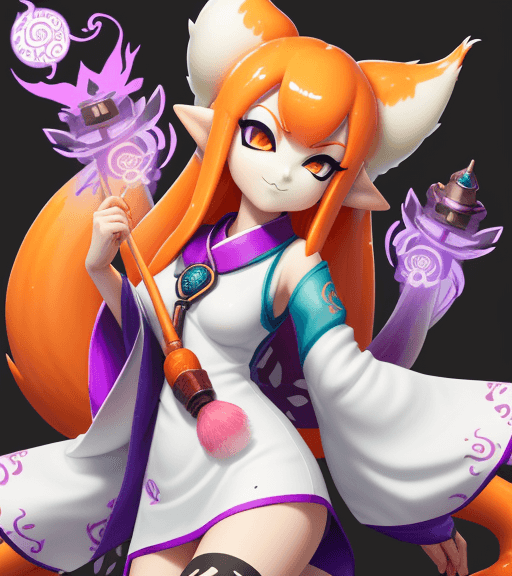 AI generated: Inkling goddess, Kitsune