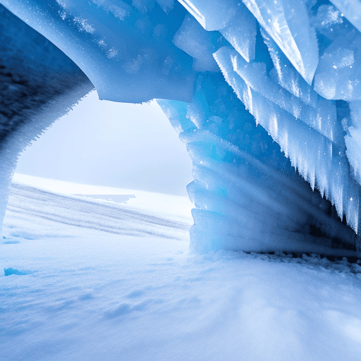 AI generated: snow storm in an ice cave.
ice crystals falling to the ground.
flat barren horizon.
Style: impressio...