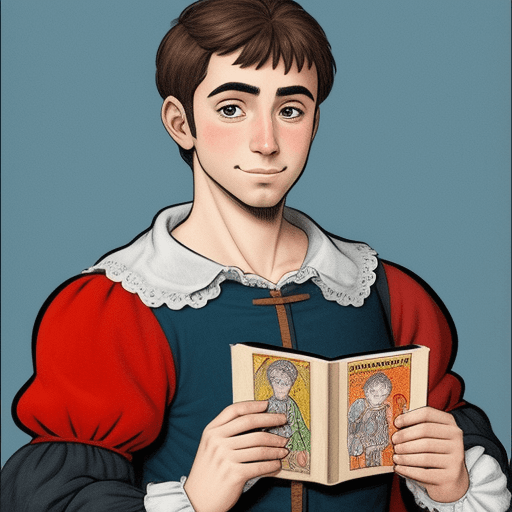 AI generated: Drawing for children's comic of a Spanish man with a beard from the 16th century
