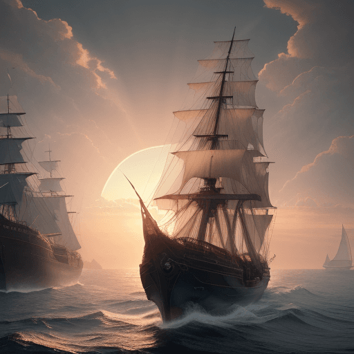 AI generated: Photo of a ultra realistic sailing ship, dramatic light, pale sunrise, cinematic lighting, battered,...