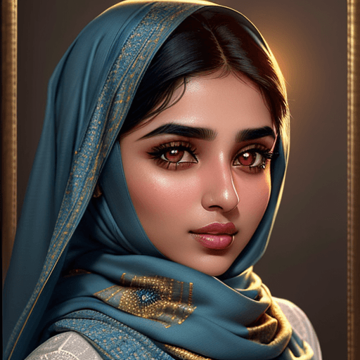 AI generated: "A close-up portrait of a young pakistani woman with glowing skin and full lips. She should have lar...