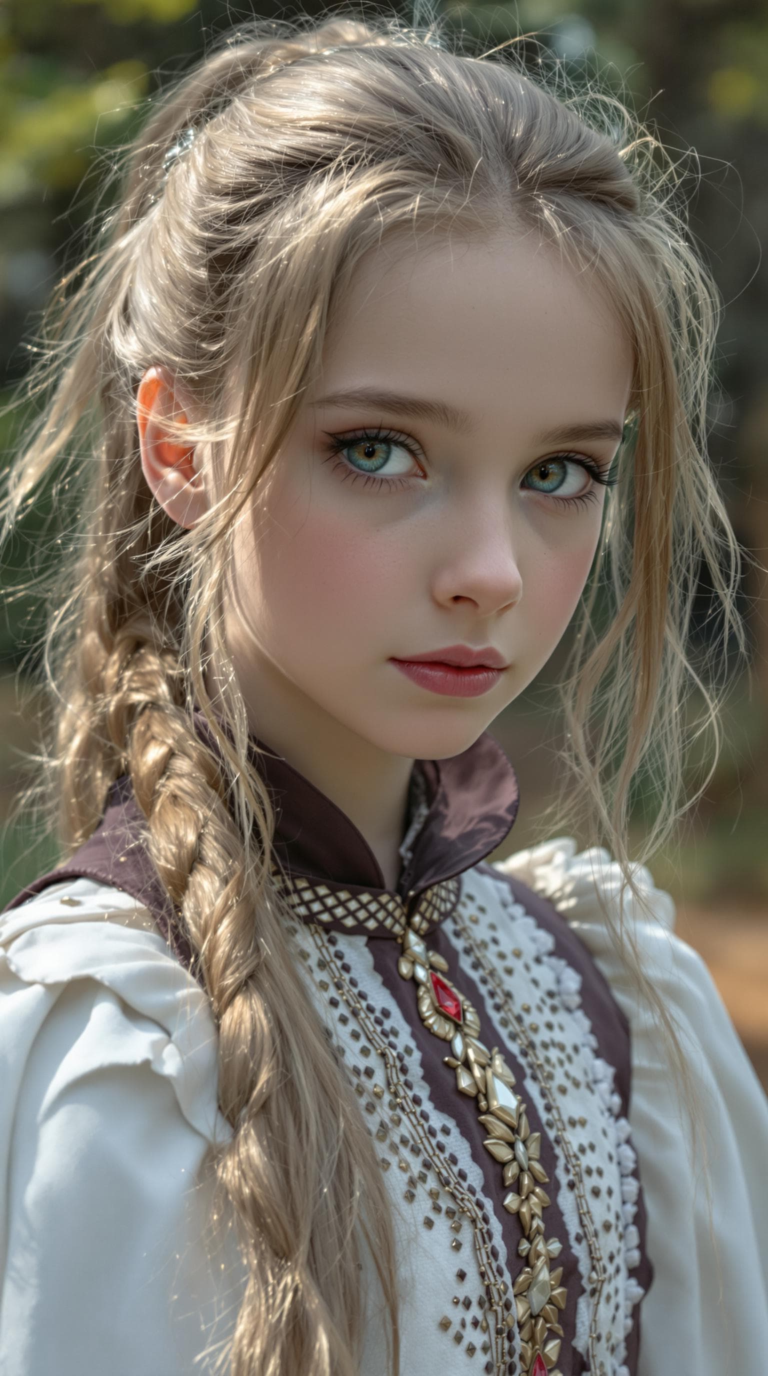 AI generated: A photo realistic of a exceptionally beautiful Ukrainian (age 9) girl (futuristic),(masterpiece), (r...
