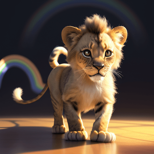 AI generated: ultra detailed disney sketch of an adorable kitten with big eyes casting a lion shadow, determined, ...