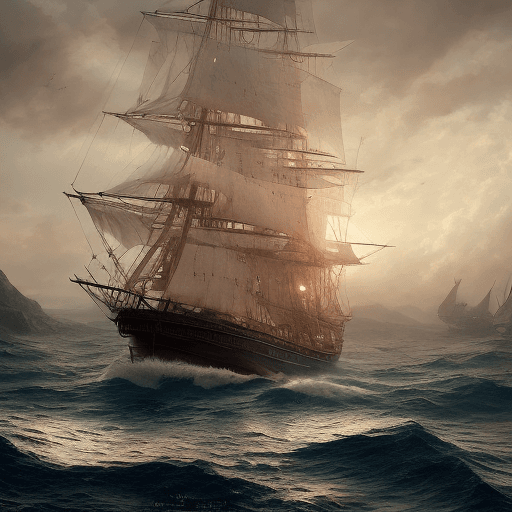 AI generated: Photo of a ultra realistic sailing ship, dramatic light, pale sunrise, cinematic lighting, battered,...