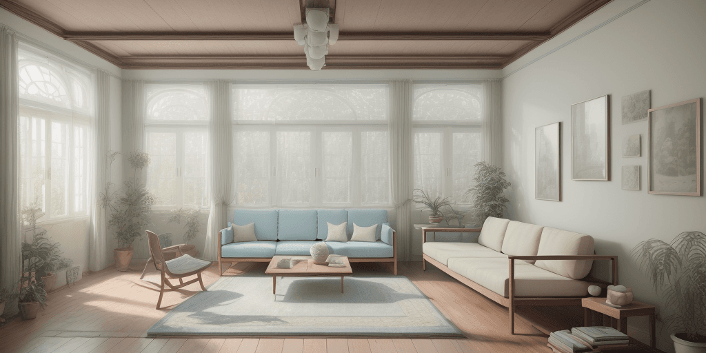 AI generated: High resolution photography interior design, dreamy sunken living room conversation pit, wooden floo...