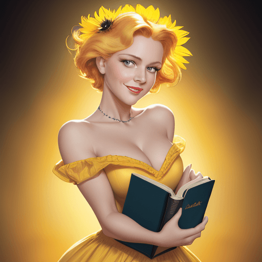 AI generated: A picture of a confident, strong-willed woman holding a book, Disney princess reference, confident s...