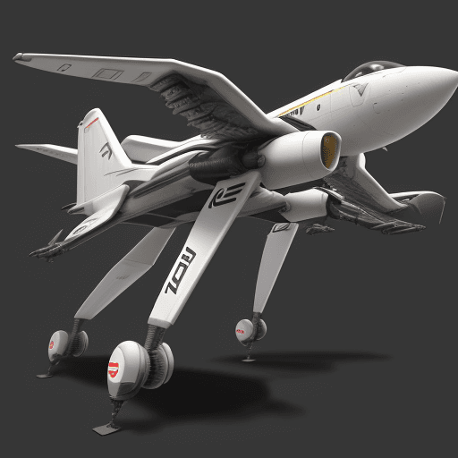 AI generated: A aeromorph airplane with extremely huge and wide legs