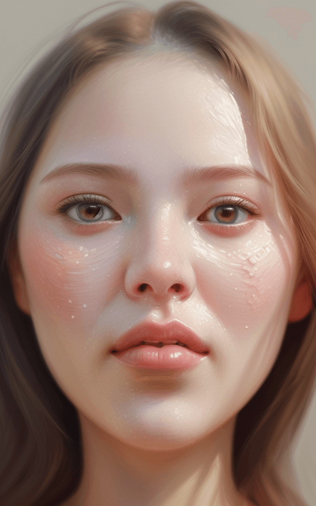 AI generated: Hi def close-up of a pretty woman's face shown with intricate detail, you can see her pores and peac...