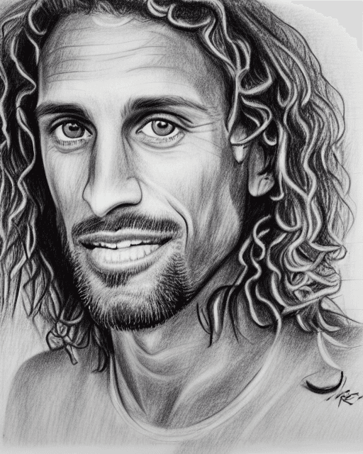 AI generated: portrait of Kelly Slater between Rob Machado and Joel Tudor, realistic pencil sketch, b&w, complex l...