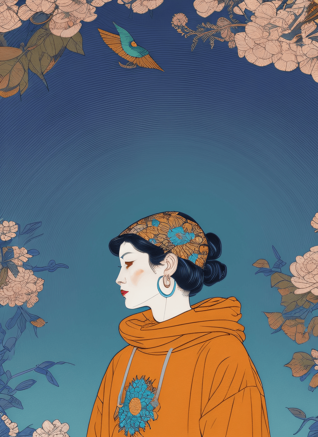 AI generated: znchn style, official, masterpiece, Beautiful, high contrast, art, face focus portrait, sexy woman w...