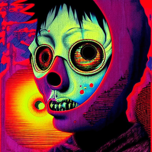 AI generated: horroglitchcore Epic obito from the parallel world in complementary colors, in the style of glitchco...