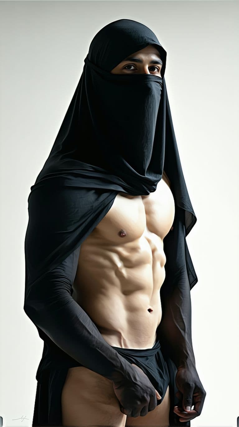 AI generated: Burqa-thong, chest nude 