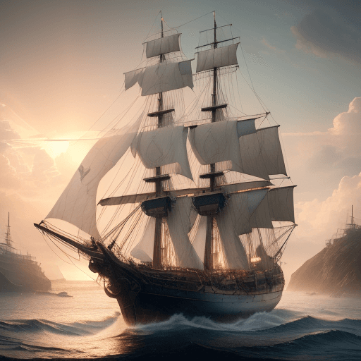AI generated: Photo of a ultra realistic sailing ship, dramatic light, pale sunrise, cinematic lighting, battered,...