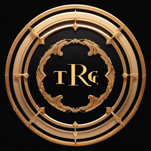 AI generated: A luxurious logo featuring the uppercase "TGR" initials, prominently positioned within a circular bo...