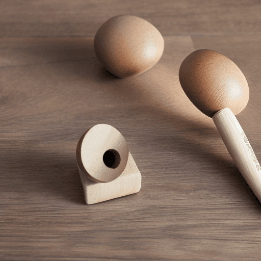 AI generated: Wooden mallet, hammering round wooden peg into square wooden hole 