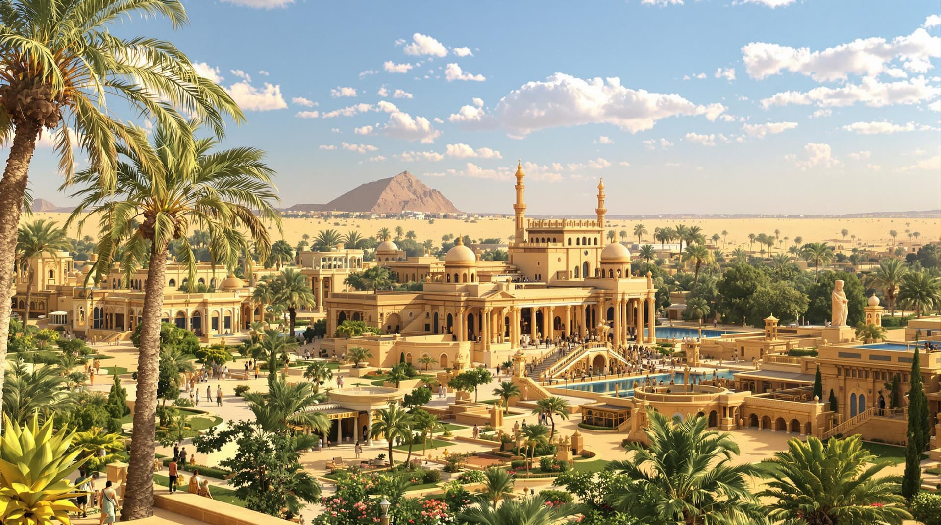 AI generated: a higly detailed overview photo of the ancient egypt capitol (in the year 300BC) , the royal palace ...