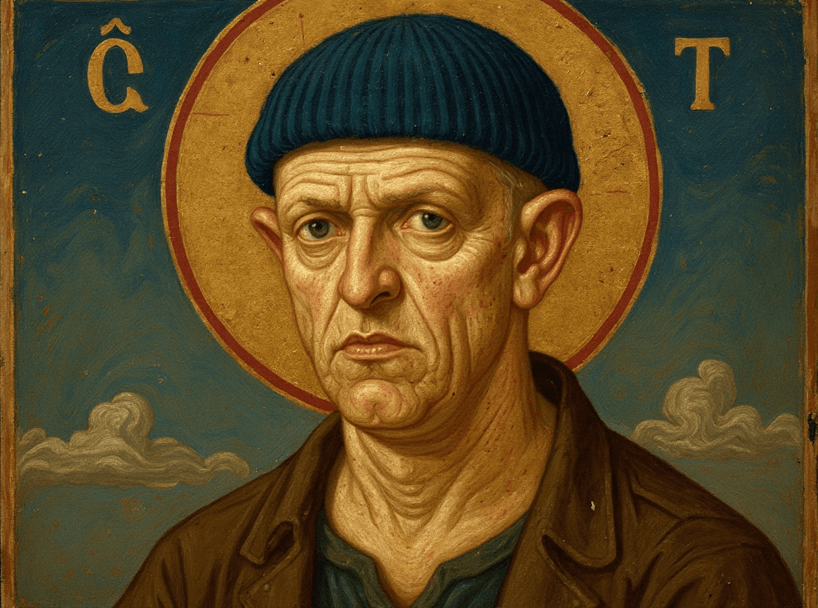 AI generated: byzantine icon of Michael Berryman
