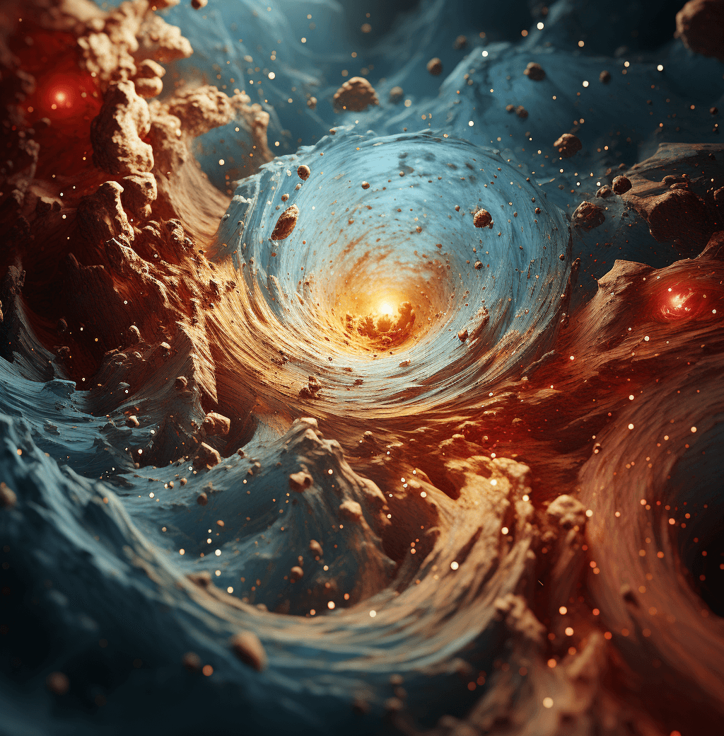 AI generated: the stars of the galaxy, in the style of spirals and curves, light brown and sky-blue, light teal an...