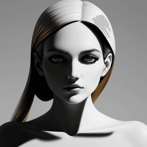 AI generated: a black and white photo of a woman white  with shadow., in the style of minimalist beauty, light bro...