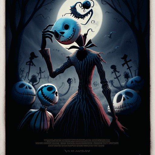 AI generated: The Nightmare Before Christmas + art greco + movie poster --ar 9:16  --v 3 --q 2