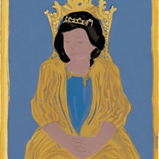 AI generated: a young princess with a tiara, she is sitting on the throne room on a golden throne, she is looking ...