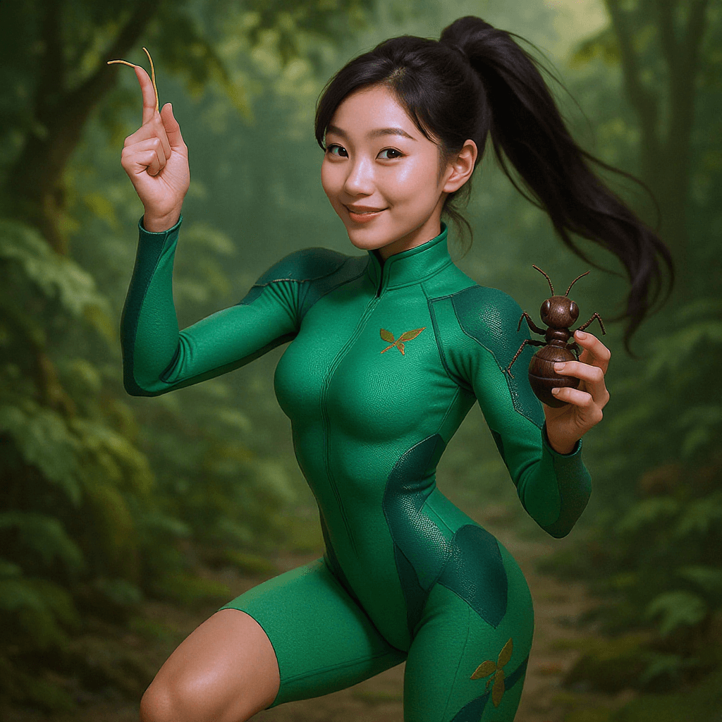 AI generated: A young, vibrant woman of Asian descent, approximately 25 years old, with warm brown eyes and a play...