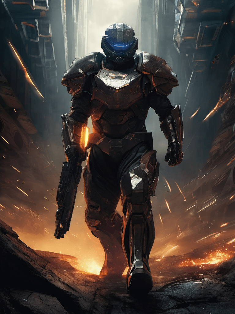 AI generated: unstoppable, full battle gear, ready to fight, futuristic, science fiction, brutal epic composition,...