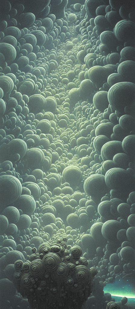 AI generated: a 3d detailed painting inspired by moebius of a bacteria. inspired by technology. science fiction po...