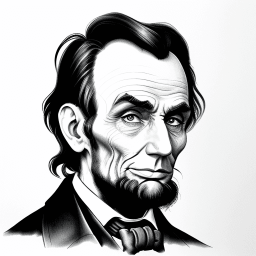 AI generated: hiperrealistic portrait, ink, abraham lincoln, portrait isolated on white background