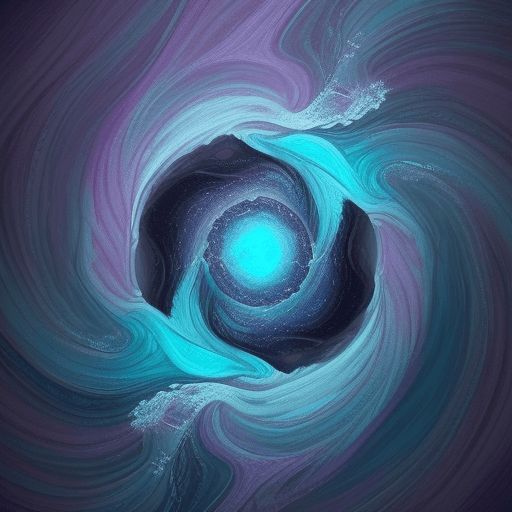 AI generated: ilustração fotográfica do oceano abstrato, no estilo  psicodelico, as ondas azul com detalhes roxo, ...