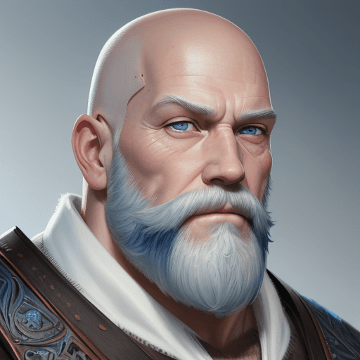 AI generated: Old man, blue eyes, thick white beard, bald head, digital painting, lots of details, extremely detai...
