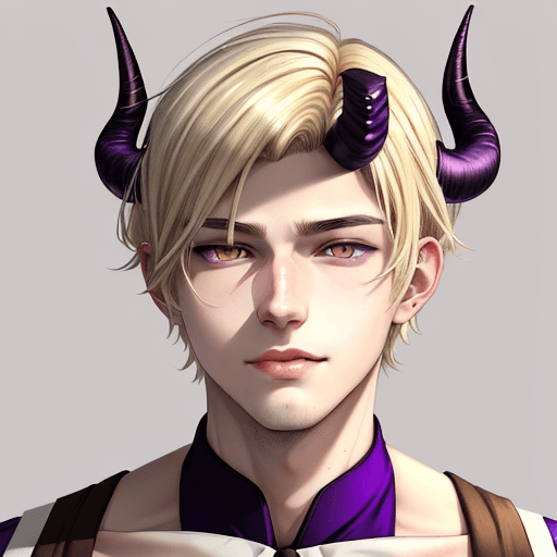 AI generated: portrait, nougat colored skin, adult boy in 20s, perfect face, wisteria purple eyes, neutral face, m...