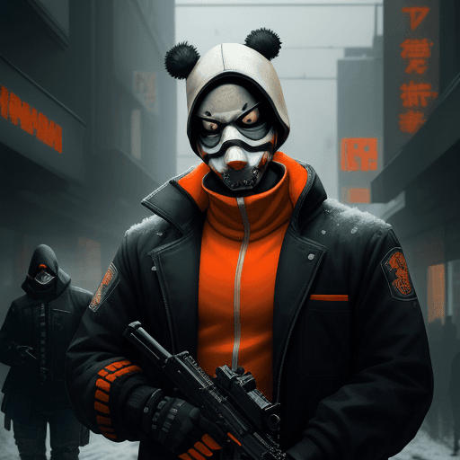 AI generated: payday snow masked heist anime wallpaper, payday 2 wallpaper, in the style of cyberpunk dystopia, li...