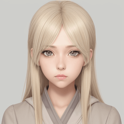 AI generated: Female, blonde hair, gray eyes, neutral expression --niji 5