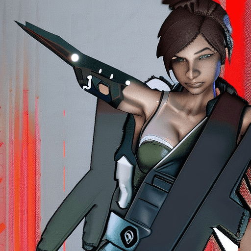 AI generated: Wraith by apex legends in a sexy position with a kunai in her hand