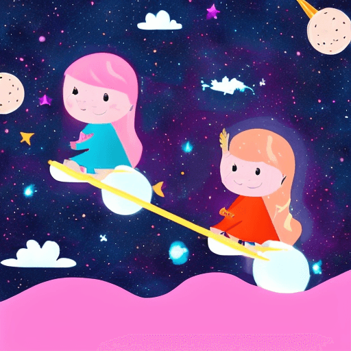 AI generated: four toddler girls riding unicorns, in space, overlooking a black hole