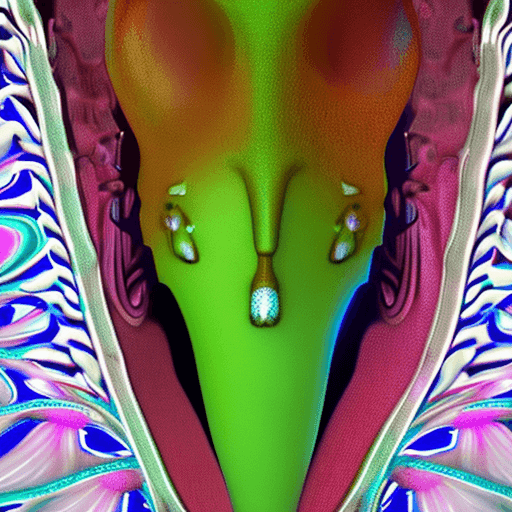 AI generated: Goddess close-up portrait ribcagel. jellyfish phoenix head, nautilus, orchid, skull, betta fish, bio...