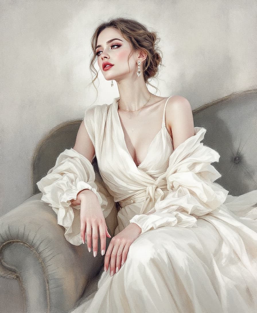 AI generated: A pastel pencil illustration in a close-up of an art print, featuring a romantic, minimalist depicti...