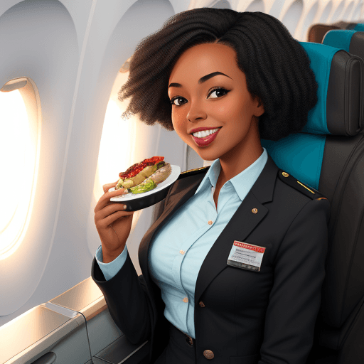 AI generated: black girl, flight attendent, food