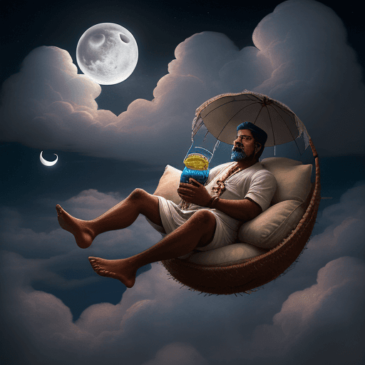 AI generated: a magic carpet flying on its own through magical clouds, the carpet should be the highlight, and a m...