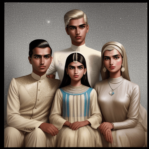 AI generated: huliq afraz's family, by afraz hakim elahi, in the style of vintage fashion, gender-bending iconogra...