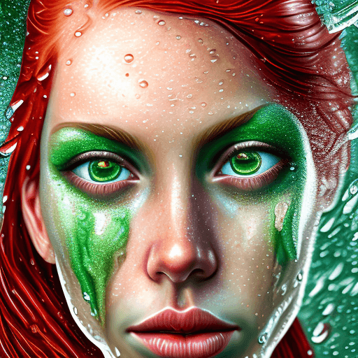 AI generated: **A Portrait of a womans face, water droplets on skin. Wet, Extreme fine detail of skin and water. S...