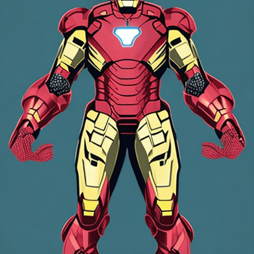 AI generated: Produisez une illustration technique détaillée de l'armure d'Iron Man, présentant une conception en ...