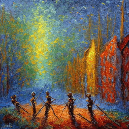 AI generated: Stickmen, impressionist style