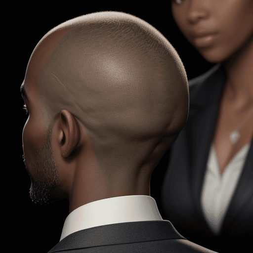 AI generated: High resolution photography close up of view back of a dark African American man's head wearing whit...