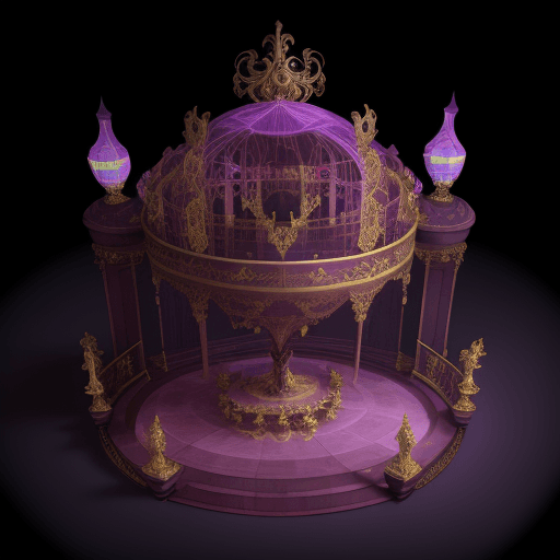 AI generated: Vast hall masquerade ball on an phantasometric plane - Rococo , 3d render, cinematic