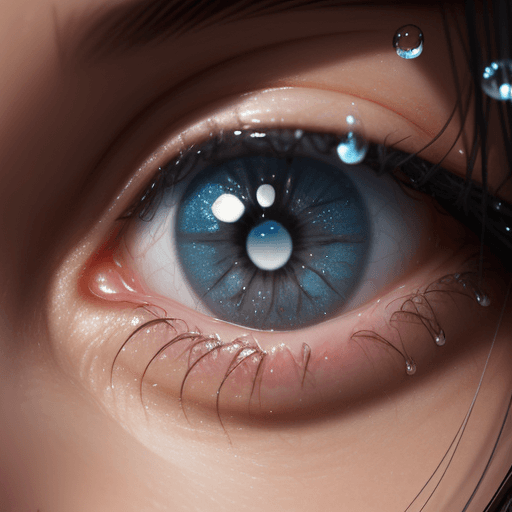 AI generated:  An extreme close-up shot of water droplets falling on a woman's face, realistic detail, sharp focus...