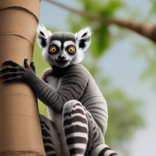 AI generated: Photo of lemur cata suitable for t shirt, under baobab 