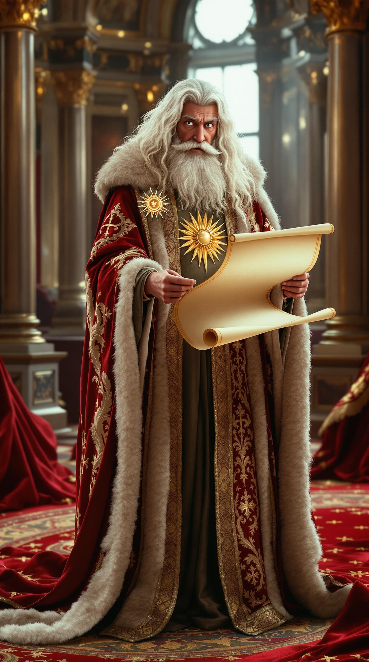 AI generated: {"prompt": "A realistic full-length standing head-to-toe photograph of King Melchior, one of the Thr...